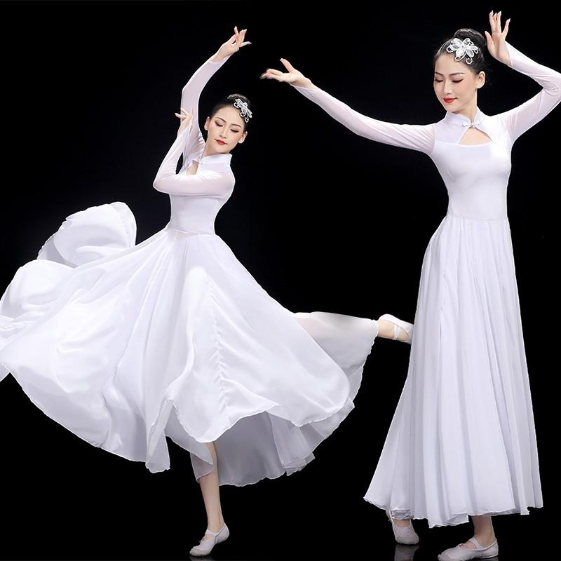 古典舞蹈服女飘逸中国风现代舞2025新款艺考720度连衣裙扇子舞服