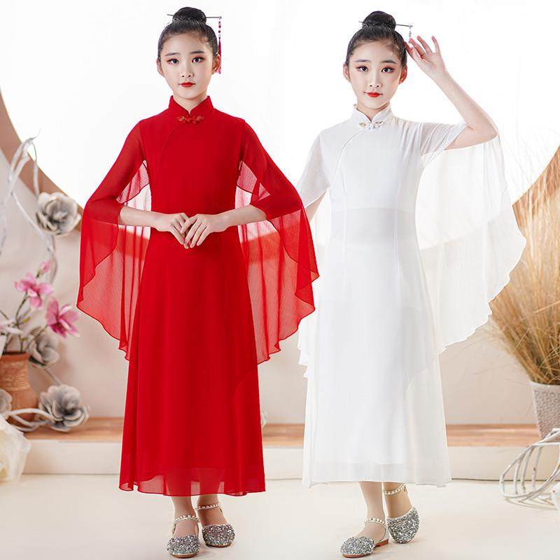 儿童古筝演出服女童白色披肩超仙气质改良汉服高端旗袍雪纺连衣裙,童装/婴儿装/亲子装,儿童演出服,淘宝优惠券,粉丝福利购,淘宝优惠卷
