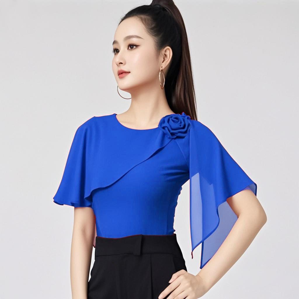 拉丁舞服女成人中袖上衣2025夏季新款摩登舞交谊广场舞表演演出服