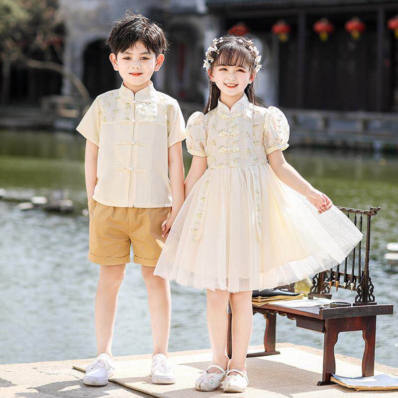六一儿童古装演出服汉服小学生民国风班服幼儿园合唱中国风舞蹈服