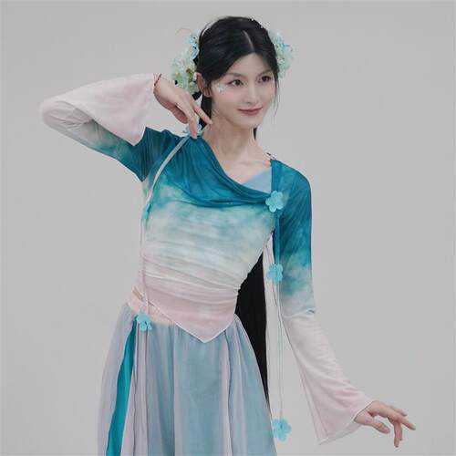新款中国舞练功服古典舞蹈服渐变身韵纱衣飘逸古风舞蹈演出服仙气