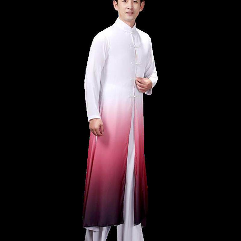 新款古典舞演出服男中国舞表演服装男生现代舞蹈服装中长款套装