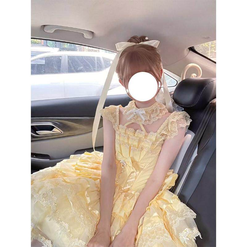 黄色短款lolita小礼服吊带短裙仙气质公主裙成人礼学生日宴会派对