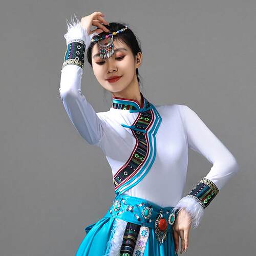 藏族舞蹈演出服女2025新款少数民族中国风藏舞艺考大摆裙剧目服装