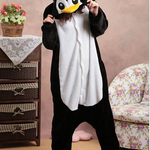情侣卡通动物连身睡衣连身衣企鹅家居角色扮演kigurumi onesie