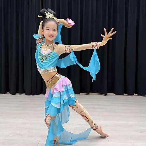 儿童古典舞演服敦煌蹈表HXR服出演蓝色独舞艺考敦煌飞天舞蹈舞演