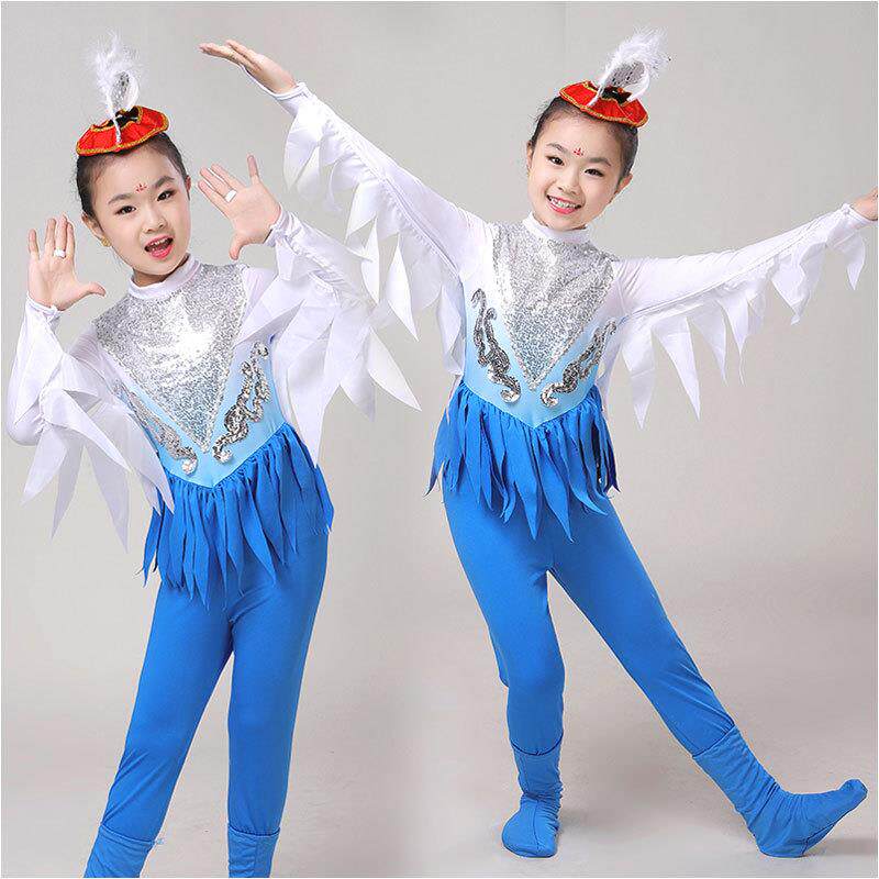新款羽翼凌云演出服新款民族女动物小鸟舞蹈服海鸥表演服六一服装