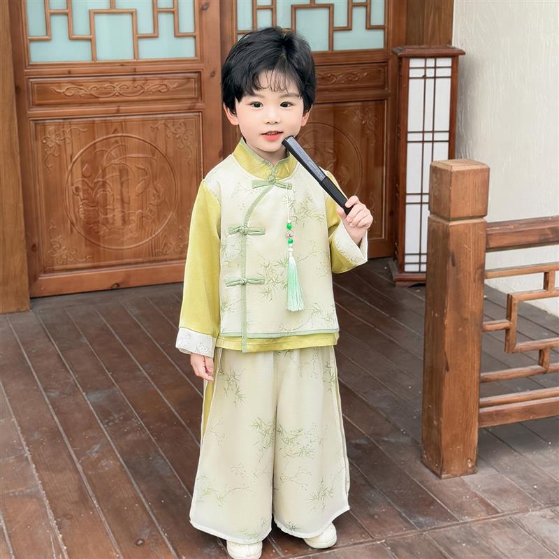 男童汉服套装帅气国风新中式春幼儿园演出服古诗词朗诵国学服唐装