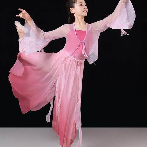2025新款儿童古典舞蹈服飘逸纱衣女童表演演出服国风仙气扇子伞舞