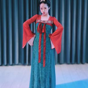 唐乐舞蹈服装新款齐胸唐装汉服练功服纱衣大摆裙两件套丽人行演出