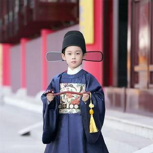 六一儿童明制乌纱翼善冠汉服飞鱼服唐朝圆领袍帽子抓周岁男童摄影