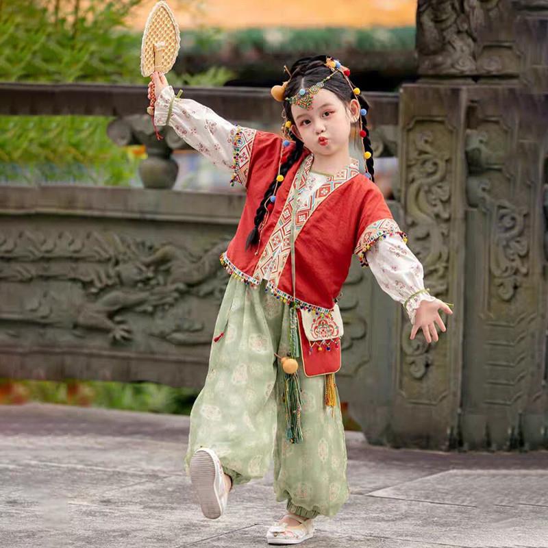 中国风儿童汉服女童古风日常女孩唐褙子套装古装演出服唐装国学