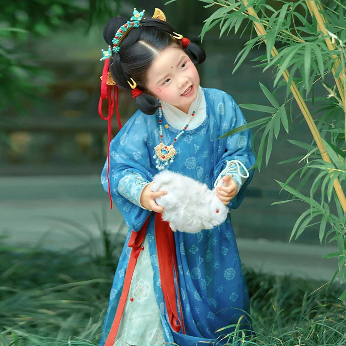 汉服少女童唐制圆RWE领袍复原款中国风儿装童古男小爷灯笼裤套童图片