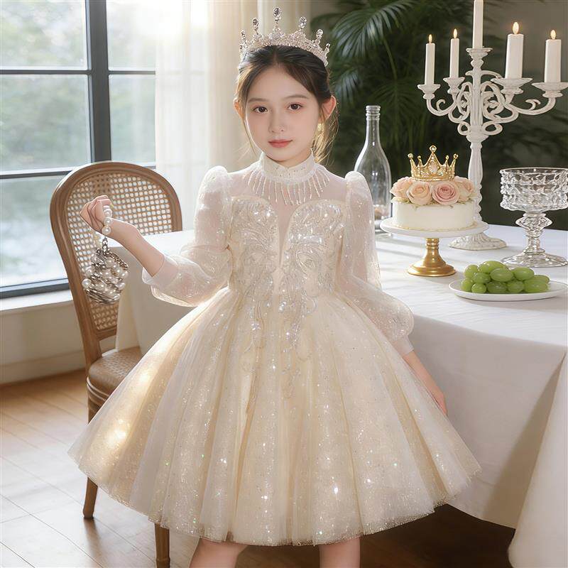 儿童礼服绝美女童公主裙轻奢小众高端生日花童主持人钢琴演奏短款
