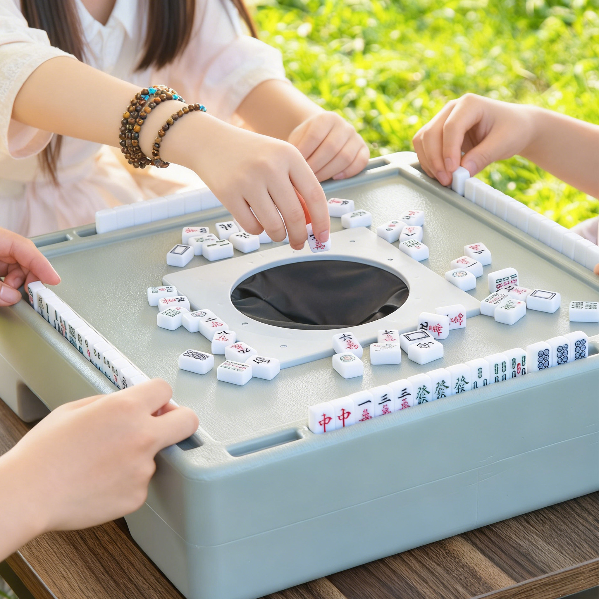 瓦西子无动力迷你麻将牌麻将桌户外旅行宿舍便携mini麻雀麻将露营