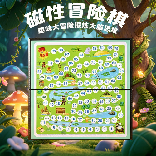 儿童闯关大冒险棋历险寻宝探险磁吸棋类益智玩具飞行棋子骰子游戏
