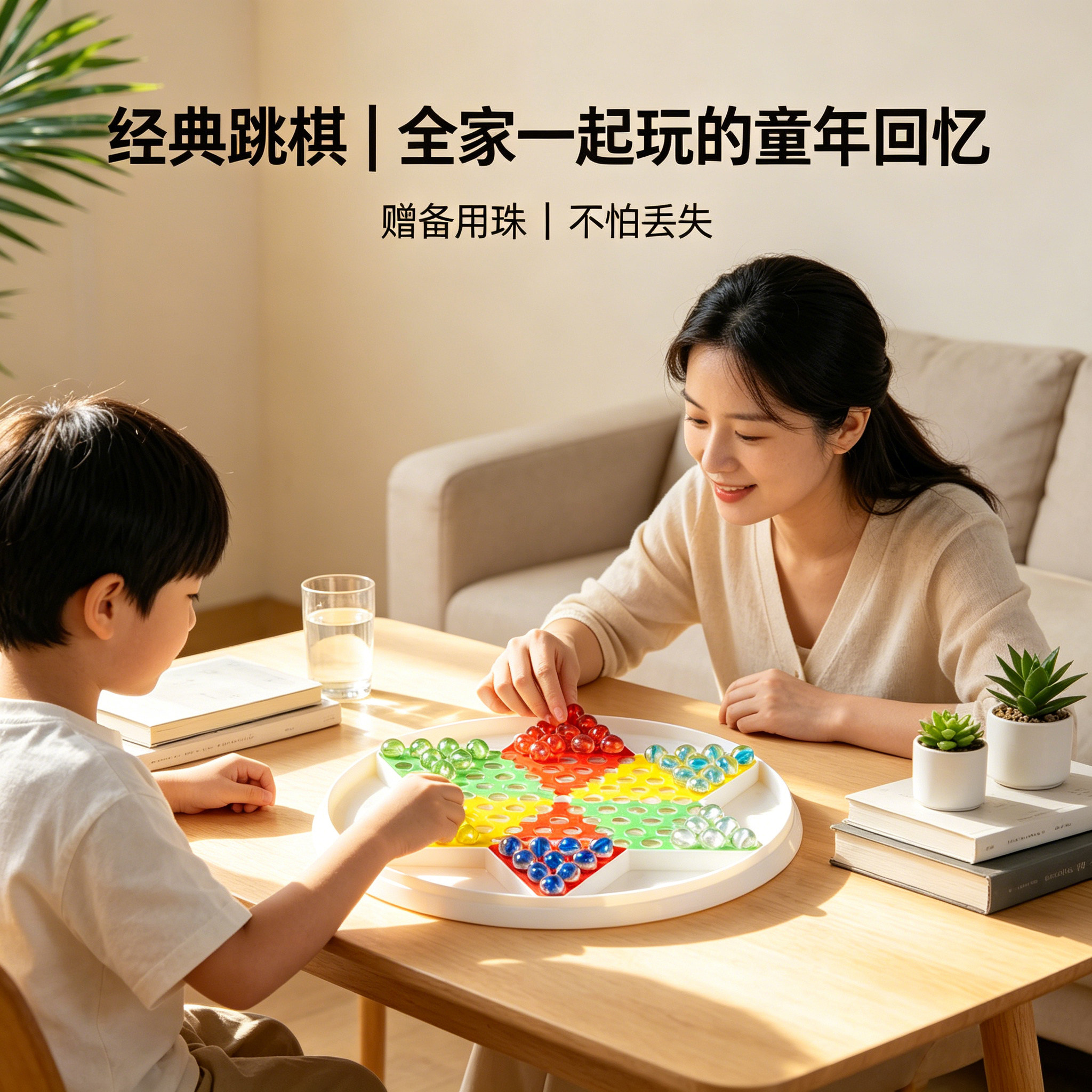 跳跳棋儿童益智小学生玻璃珠子大人版老式飞行棋亲子跳棋圆珠棋盘