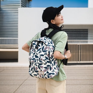 静树叶子户外旅行植物系绿色大学生书包双肩包女2025新款时尚百搭