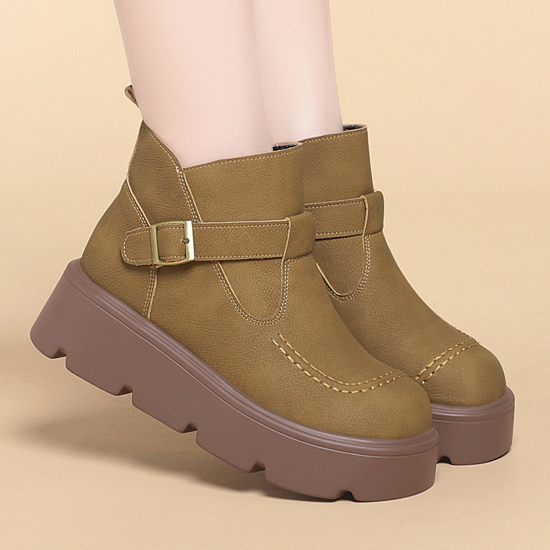 小鞋匠薄绒勃肯靴圆头短靴