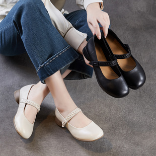 头层牛皮鞋小匠手工真皮玛丽珍女鞋2026新款春夏季复古软皮软底