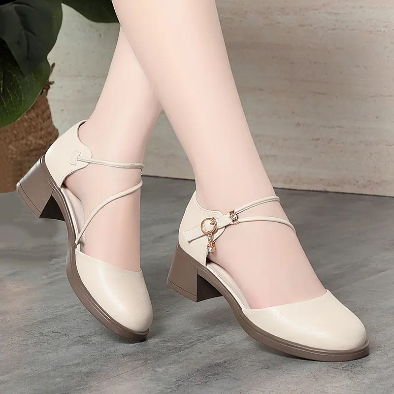 包头凉鞋女夏季软底皮鞋粗跟