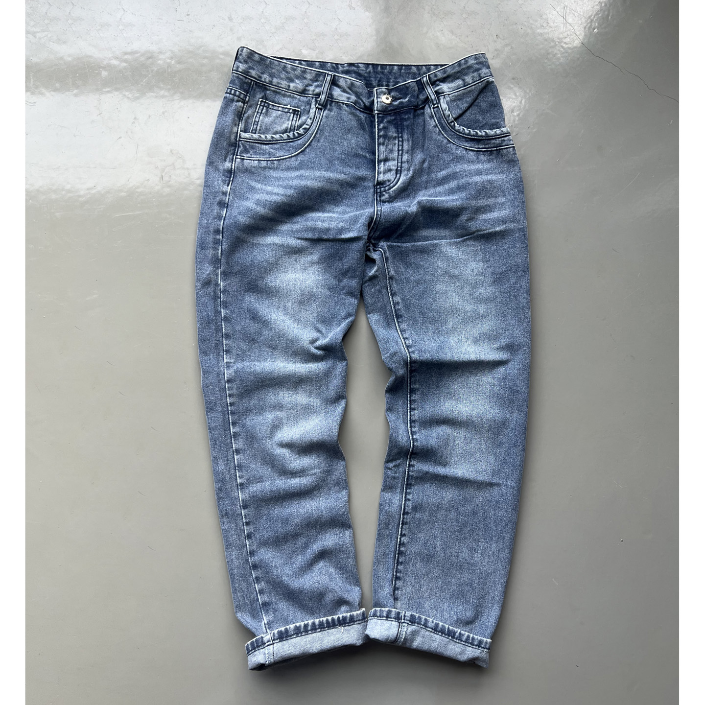 美式休闲机车硬核男士经典2025新款洗水直筒牛仔裤子 春秋牛仔裤