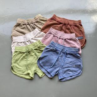 重磅全棉水洗做旧碳素毛圈面料加厚jogger 女 pants休闲短裤