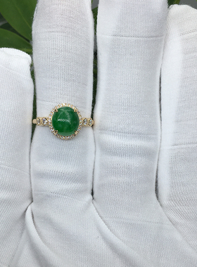 翡翠戒指女戒托18K14K9K空托黄金镶钻石戒指珠宝首饰镶嵌加工定制