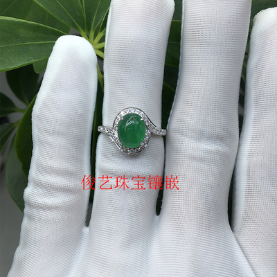 18k翡翠指环刻字加工定制戒托