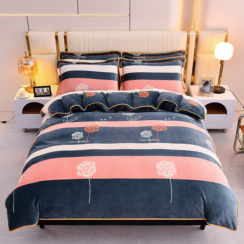 不掉毛无静电牛奶绒被套