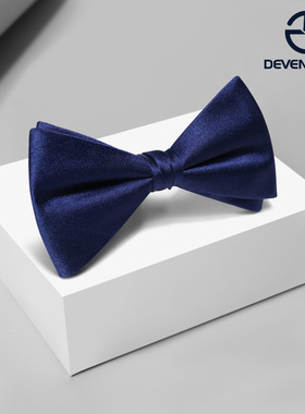 谛梵领结男结婚婚礼伴郎主持司仪蝴蝶结新郎蓝色英伦时尚高档领带