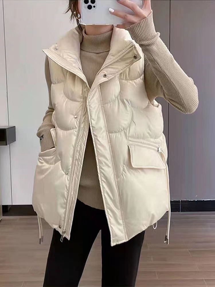 亮面免洗羽绒棉马甲女