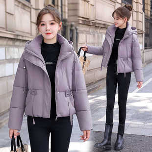 紫色羽绒棉服女短款2025冬季洋气高档超好看韩系chic加厚棉衣外套