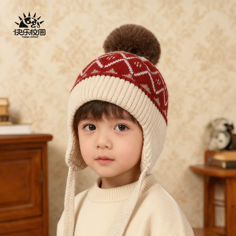 冬季宝宝户外防风毛线帽