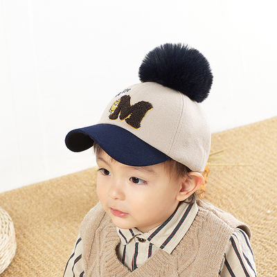 嘟嘟啦儿童毛呢棒球帽