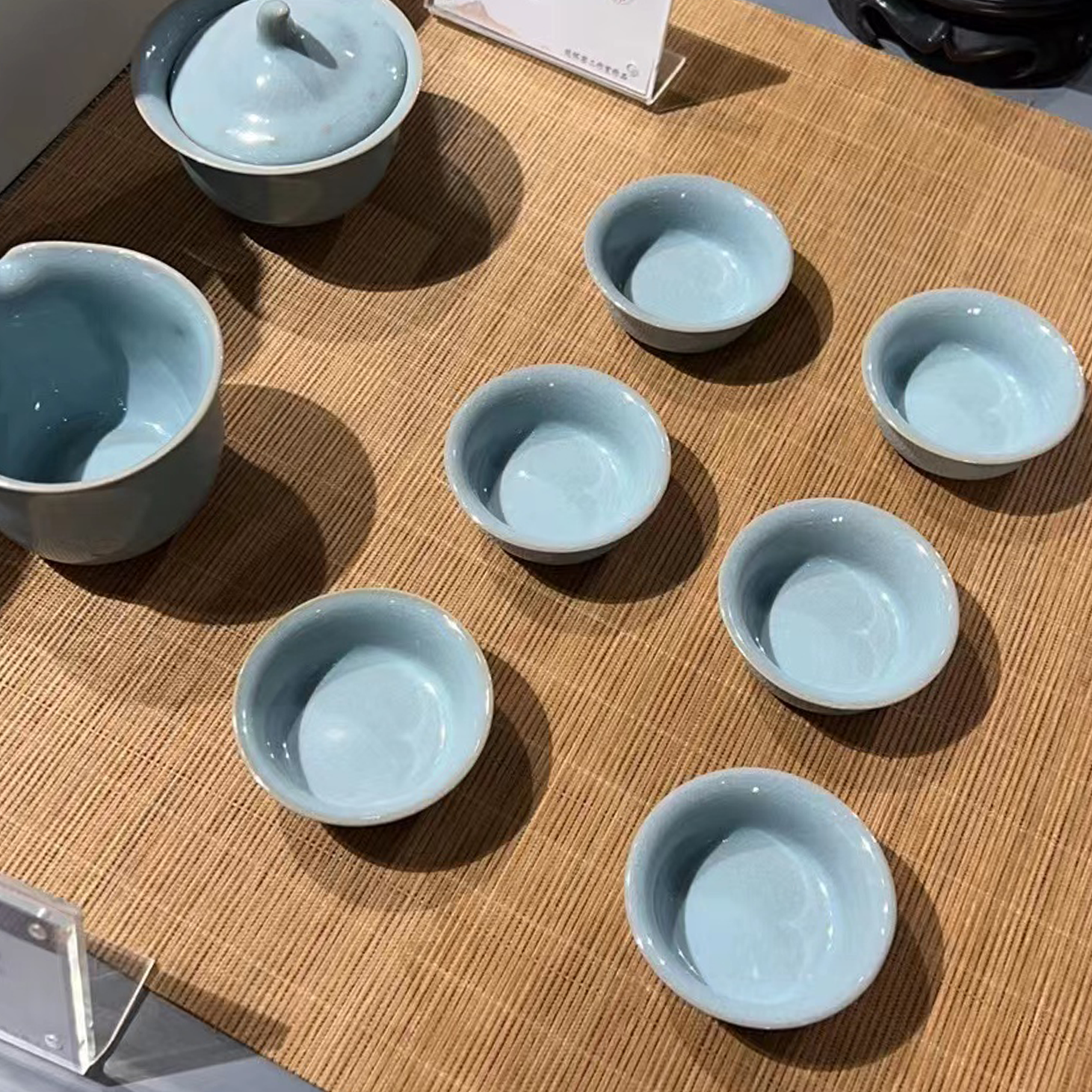 李廷怀大师汝瓷天青釉茶杯整套茶具廷怀窑
