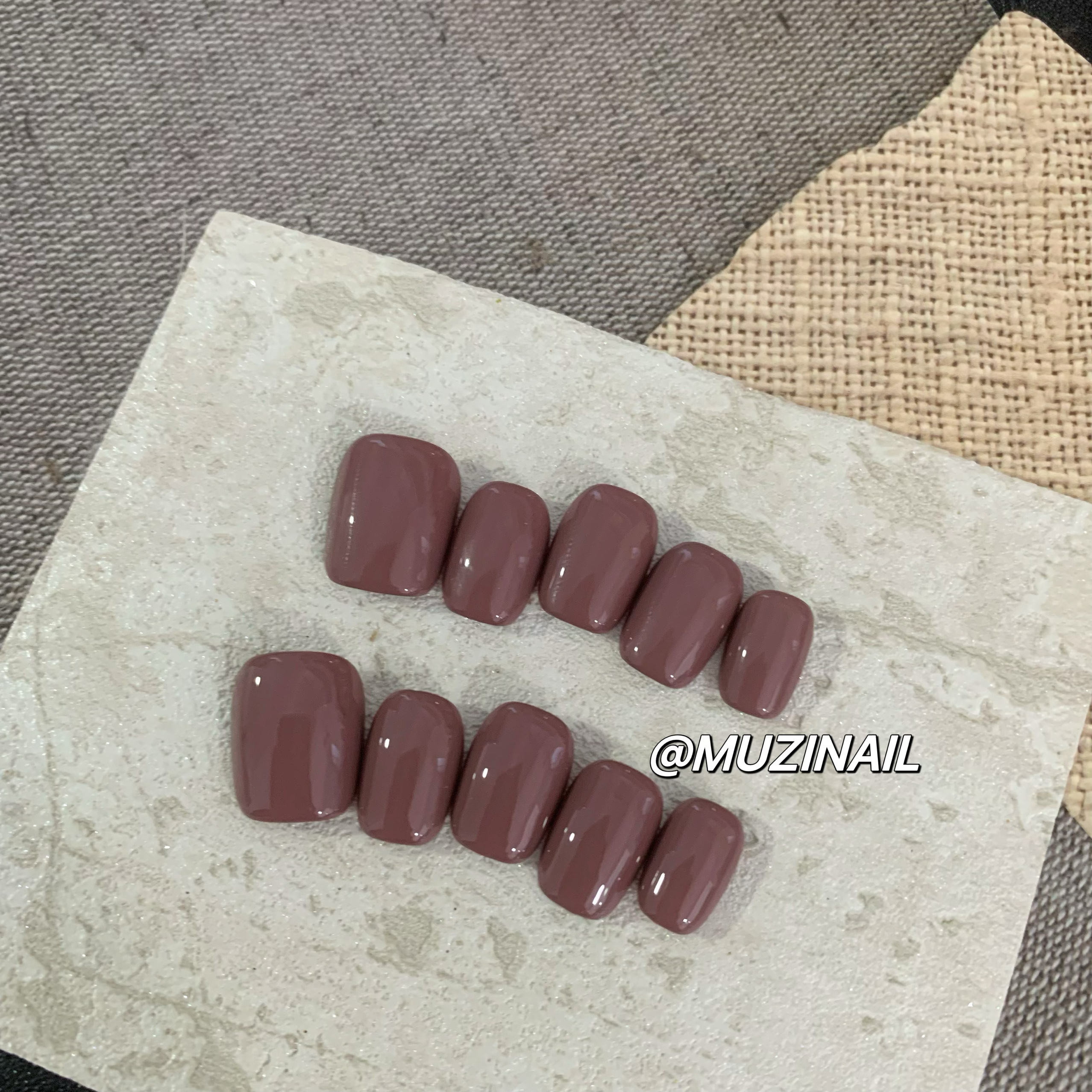 【MUZI穿戴甲】手工短款显白纯色干枯玫瑰单色高级感日常可拆卸