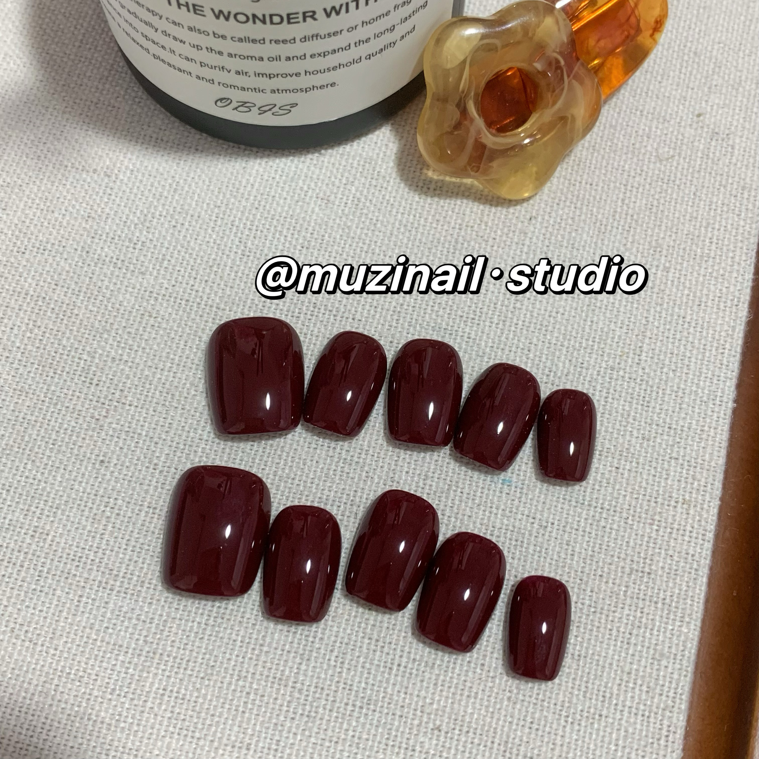 【MUZI穿戴甲】纯色秋冬新款小众ins风显白高级感短款手工假指甲5