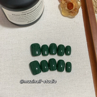 高级感1 纯色跳色简约显白手工定制美甲成品短款 MUZI穿戴甲