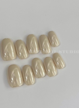 MUZINAIL·【原味酸奶】纯手工定制美甲短款指甲海莉月光粉美甲爆