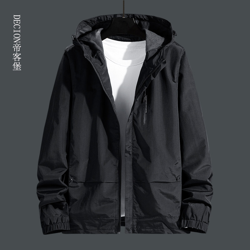秋季外套男装夹克春秋冬款连帽中老年休闲加绒加厚爸爸秋冬装上衣