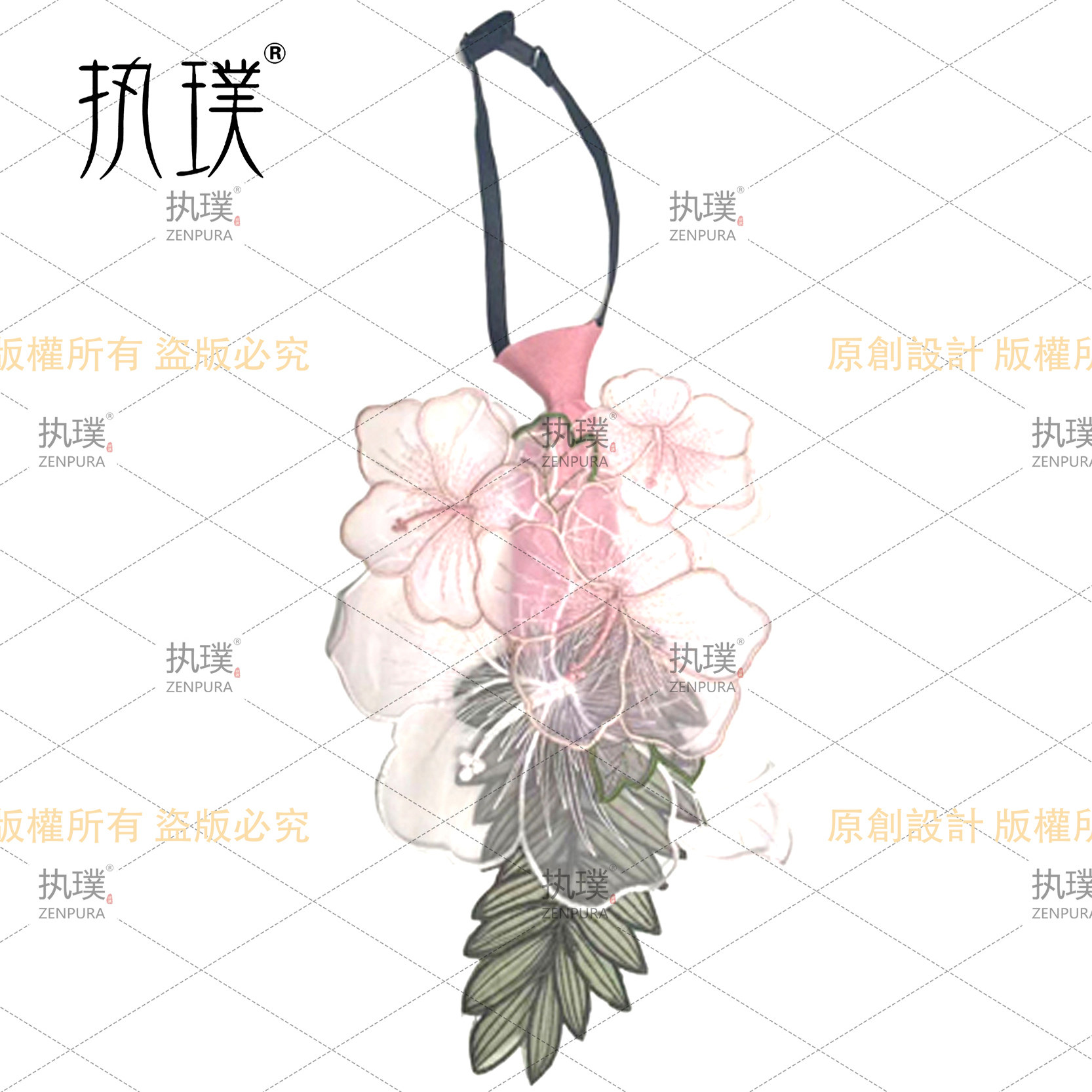 原创民族复古刺绣领带森系女衬衫配饰vintage配饰小众设计免打款