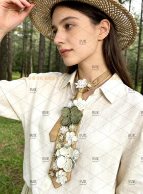 执璞花朵领带复古森系氛围感穿搭