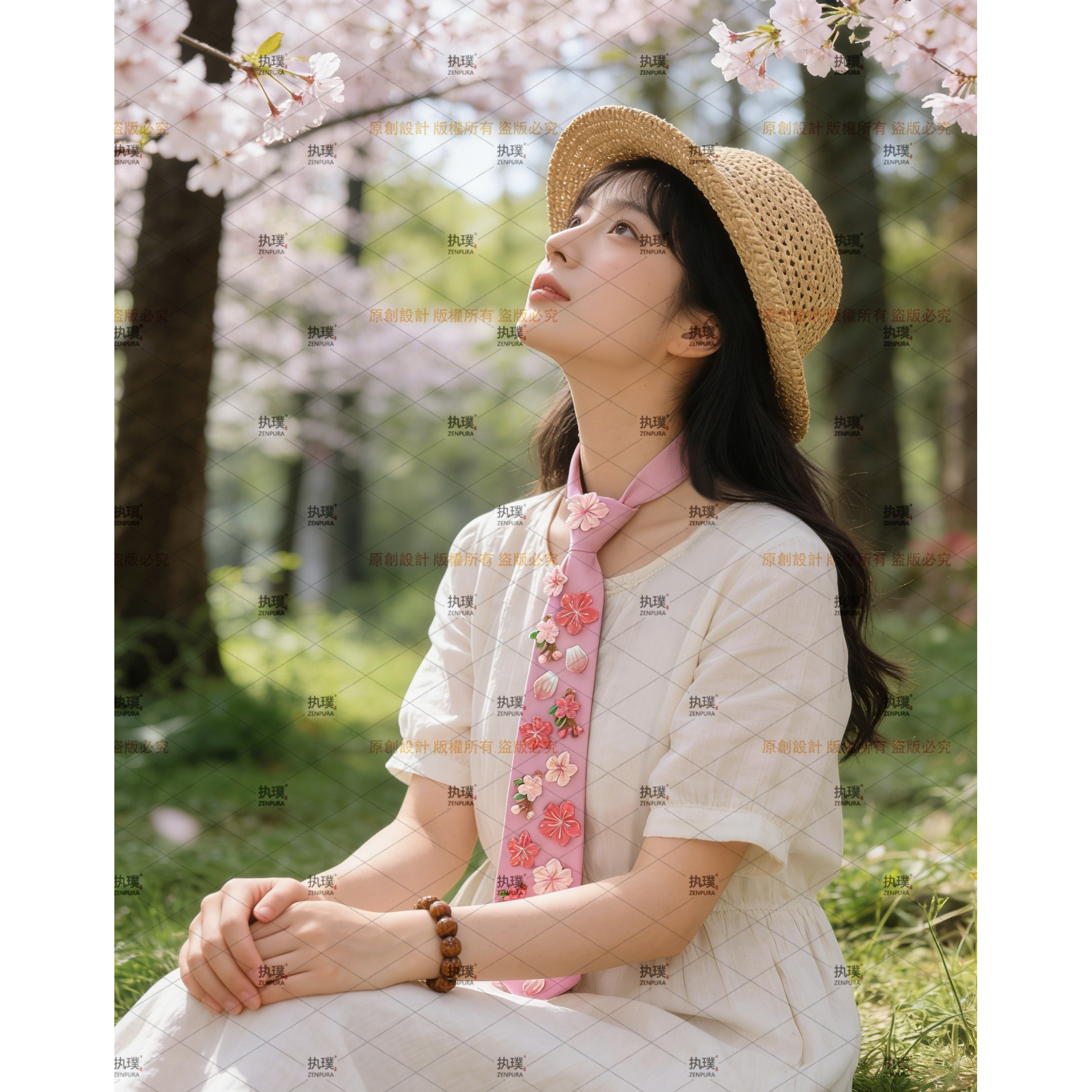 原创立体花朵粉色领带甜美风洛丽塔配饰小众设计感免打JK制服领结