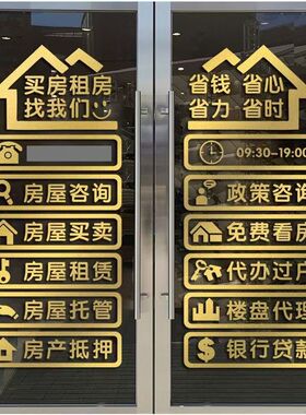 二手房租房中介橱窗玻璃门贴