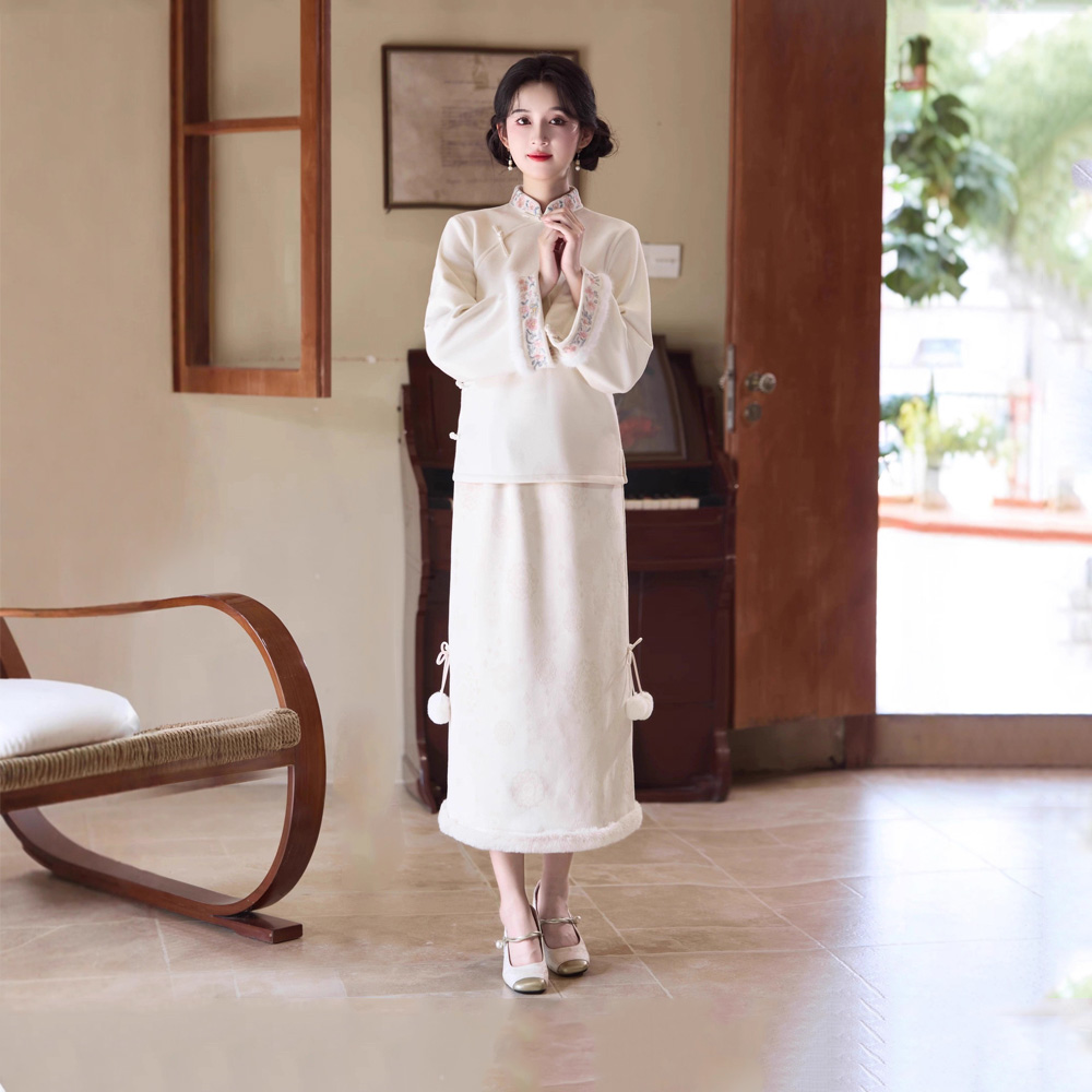 2025冬新款仿羊绒长旗袍