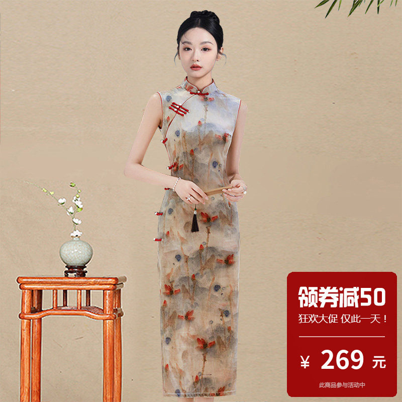 韩国绒女士无袖旗袍送考胖mm小个子高级感轻奢大码高端大气上档次