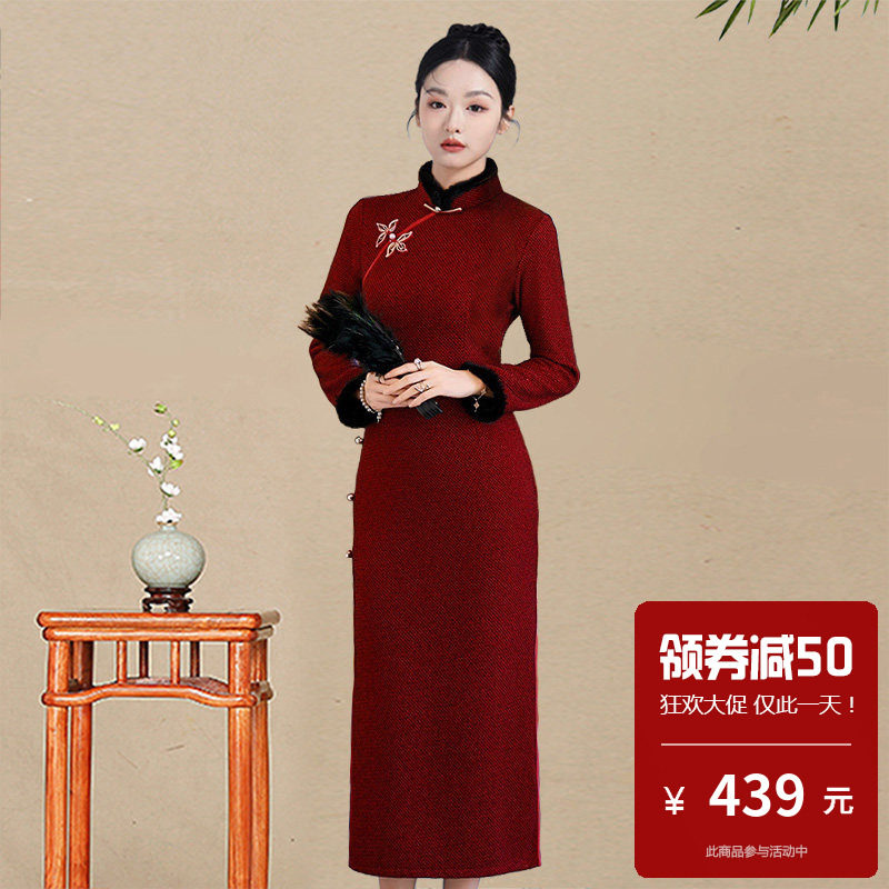 祺袍女旗袍新中式连衣裙2025新款改良版年轻款秋冬婆婆婚宴小个子