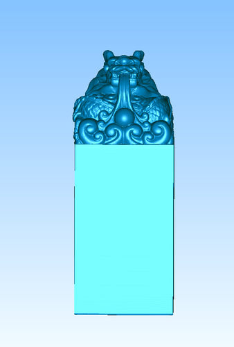 龙印章STL/龙头印章/龙印章STL圆雕图三维3D立体模型/印章圆雕图