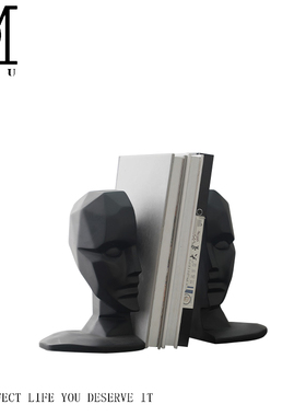 现代轻奢样板房装饰品书档摆件家居书房美式书柜金属书立书靠摆设